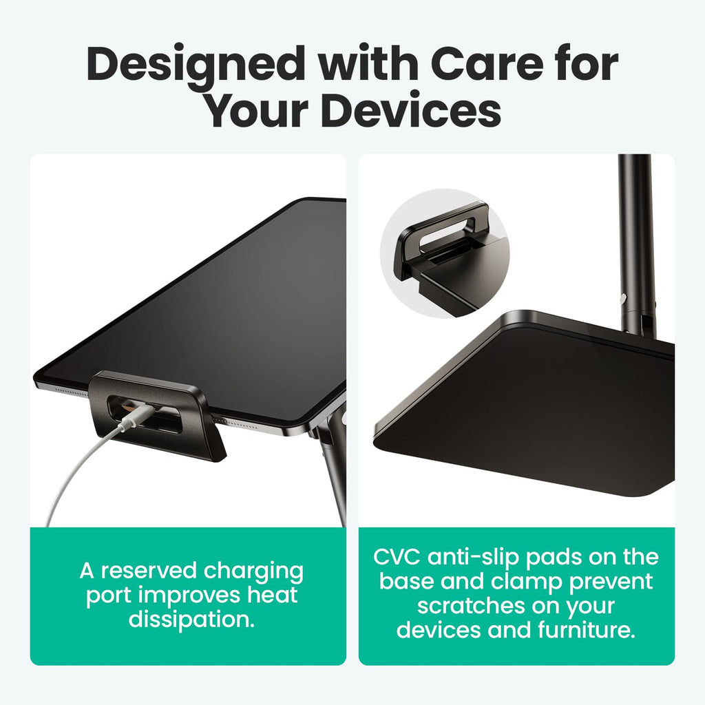 CamScanner Dual Folding Cell Phone Stand, Fully Adjustable Foldable Desktop Phone Holder Cradle Dock Compatible with iPhone