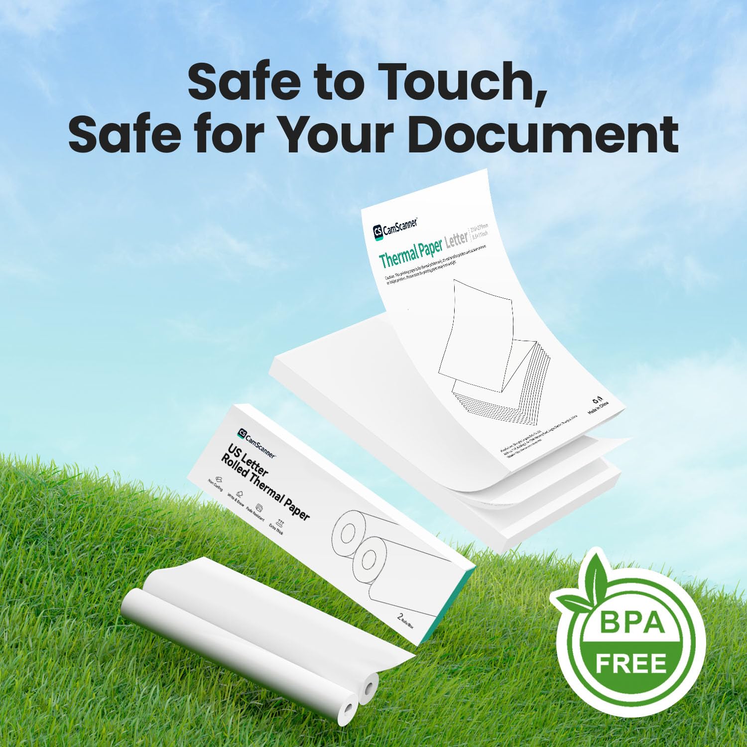 Papier Thermique Plié – Zéro Transparence, Impression Ultra Nette 300 dpi, Boîte de 100 Feuilles Sûre pour le Voyage, Sans BPA, Compatible avec l'Imprimante CamScanner P1 Pro
