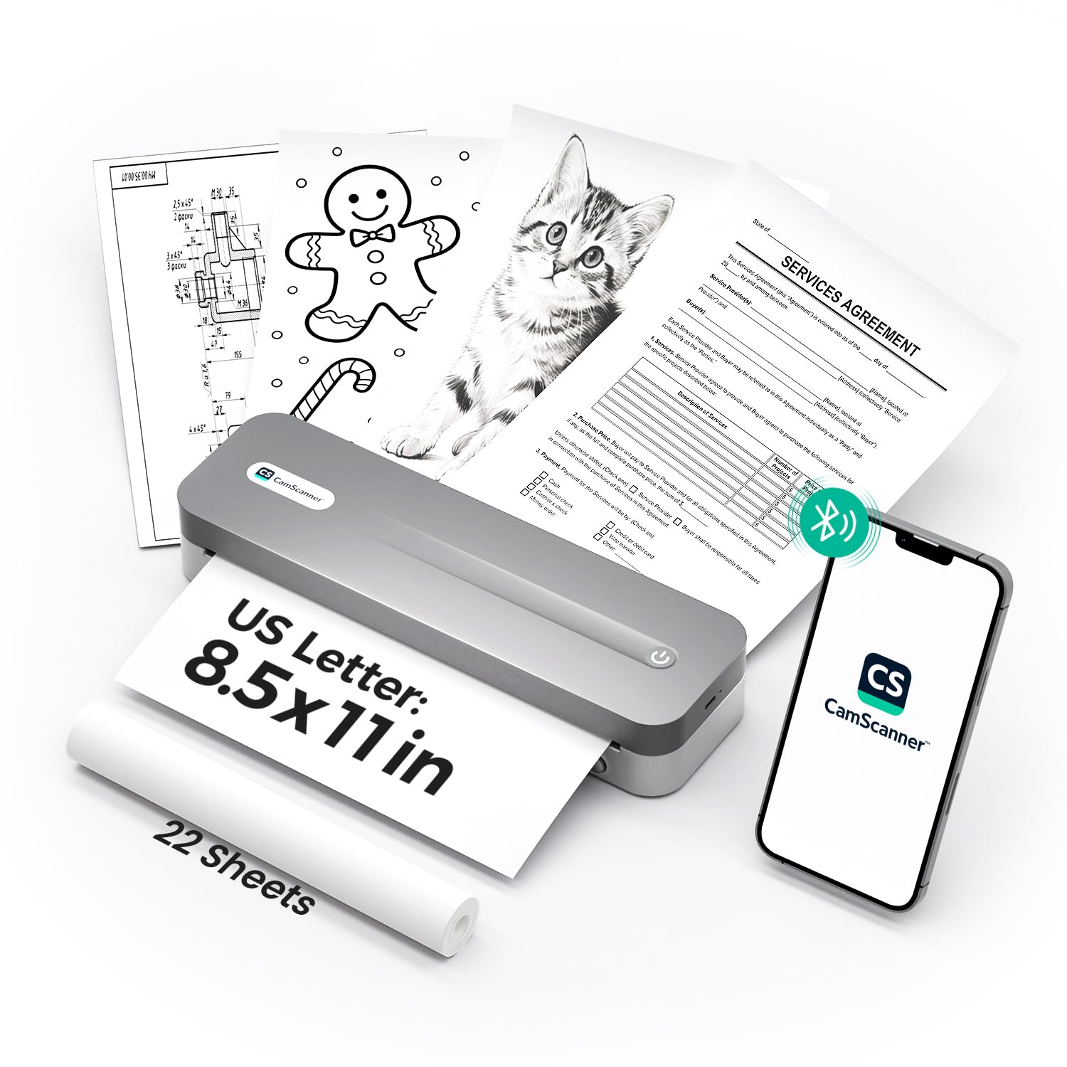 Papier Thermique Plié – Zéro Transparence, Impression Ultra Nette 300 dpi, Boîte de 100 Feuilles Sûre pour le Voyage, Sans BPA, Compatible avec l'Imprimante CamScanner P1 Pro