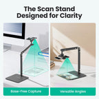 CamScanner Dual Folding Cell Phone Stand, Fully Adjustable Foldable Desktop Phone Holder Cradle Dock Compatible with iPhone