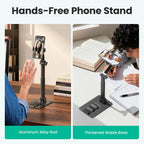 Adjustable Phone Stand for Scanner, Hands-Free Desktop Holder Compatible with iPhone 15/14/13/12, Samsung, and More