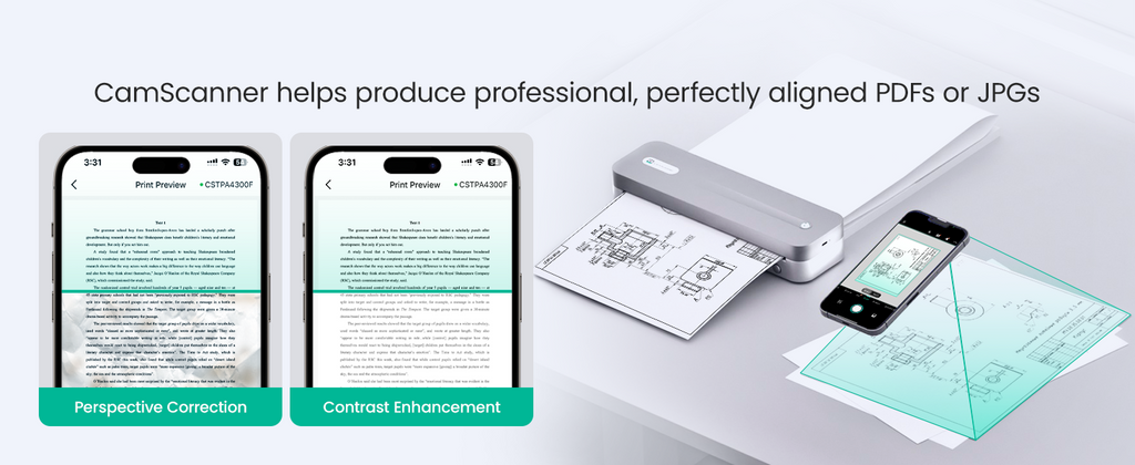 P1 Pro Ink-Free Thermal Printer, Portable US Letter Size Bluetooth Printer with 1 Roll Paper, for iPhone Android Computer, Home Office Use