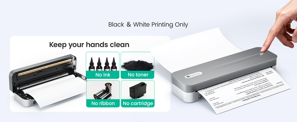 P1 Pro Ink-Free Thermal Printer, Portable US Letter Size Bluetooth Printer with 1 Roll Paper, for iPhone Android Computer, Home Office Use
