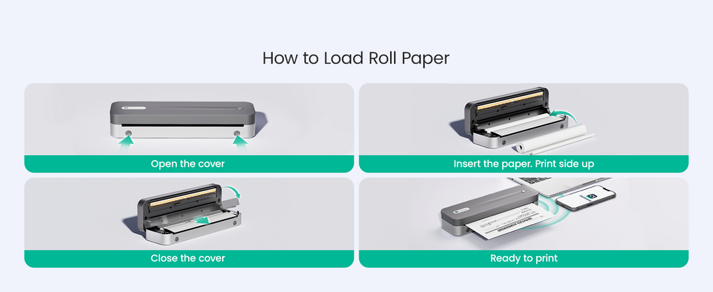 P1 Pro Ink-Free Thermal Printer, Portable US Letter Size Bluetooth Printer with 1 Roll Paper, for iPhone Android Computer, Home Office Use