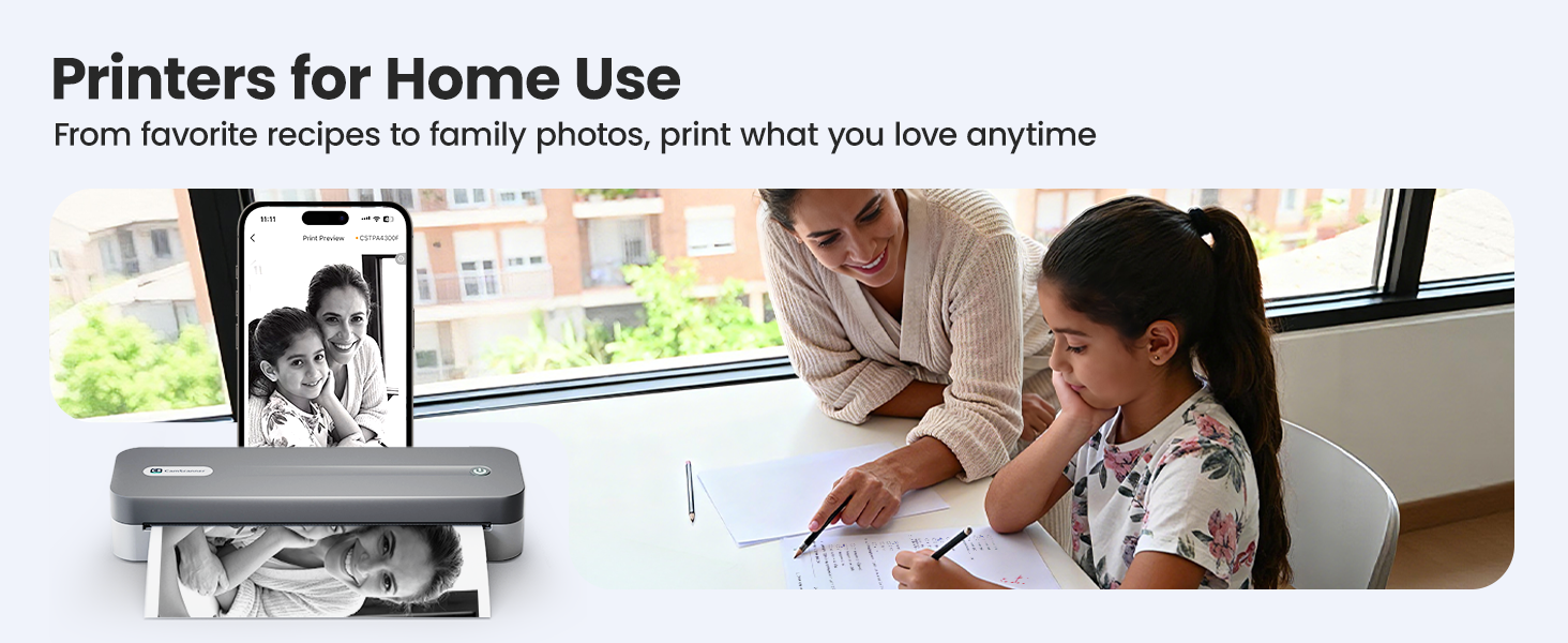 P1 Pro Ink-Free Thermal Printer, Portable US Letter Size Bluetooth Printer with 1 Roll Paper, for iPhone Android Computer, Home Office Use